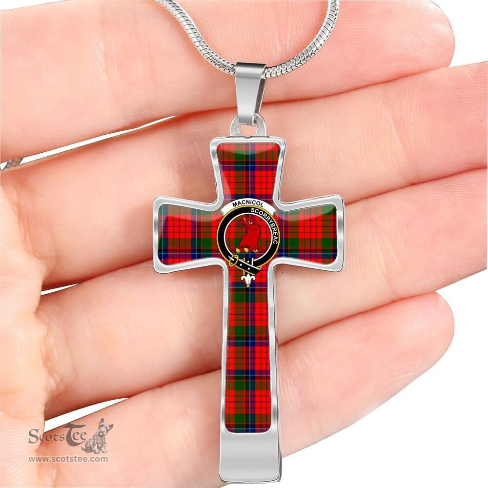Scottish Macnicol (Of Scorrybreac) Clan Tartan Cross Necklace - Crest Classic Scottish Plaid Tartan Plaid
