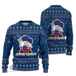 Scottish Bryson Clan Christmas Family Tartan Ugly Sweater with Funny Gnome Playing Bagpipes Scottish Plaid Tartan Plaid - ScotsTee - scotstee.com