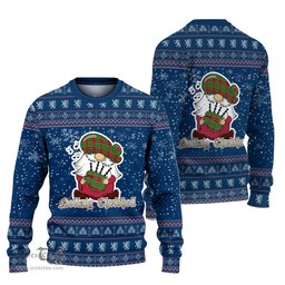 Scottish Baxter Modern Clan Christmas Family Tartan Ugly Sweater with Funny Gnome Playing Bagpipes Scottish Plaid Tartan Plaid - ScotsTee - scotstee.com