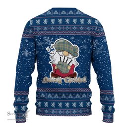 Scottish Balfour Blue Clan Christmas Family Tartan Ugly Sweater with Funny Gnome Playing Bagpipes Scottish Plaid Tartan Plaid - ScotsTee - scotstee.com