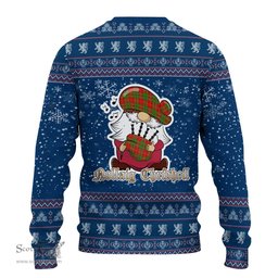 Scottish Burnett Ancient Clan Christmas Family Tartan Ugly Sweater with Funny Gnome Playing Bagpipes Scottish Plaid Tartan Plaid - ScotsTee - scotstee.com