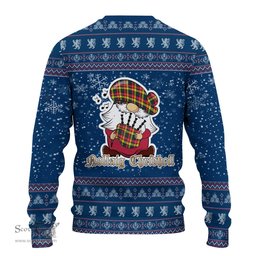 Scottish Buchanan Modern Clan Christmas Family Tartan Ugly Sweater with Funny Gnome Playing Bagpipes Scottish Plaid Tartan Plaid - ScotsTee - scotstee.com