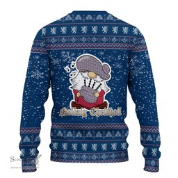 Scottish Boswell Clan Christmas Family Tartan Ugly Sweater with Funny Gnome Playing Bagpipes Scottish Plaid Tartan Plaid - ScotsTee - scotstee.com