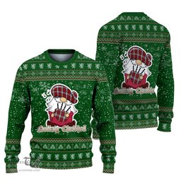 Scottish Brodie Dress Clan Christmas Family Tartan Ugly Sweater with Funny Gnome Playing Bagpipes Scottish Plaid Tartan Plaid - ScotsTee - scotstee.com