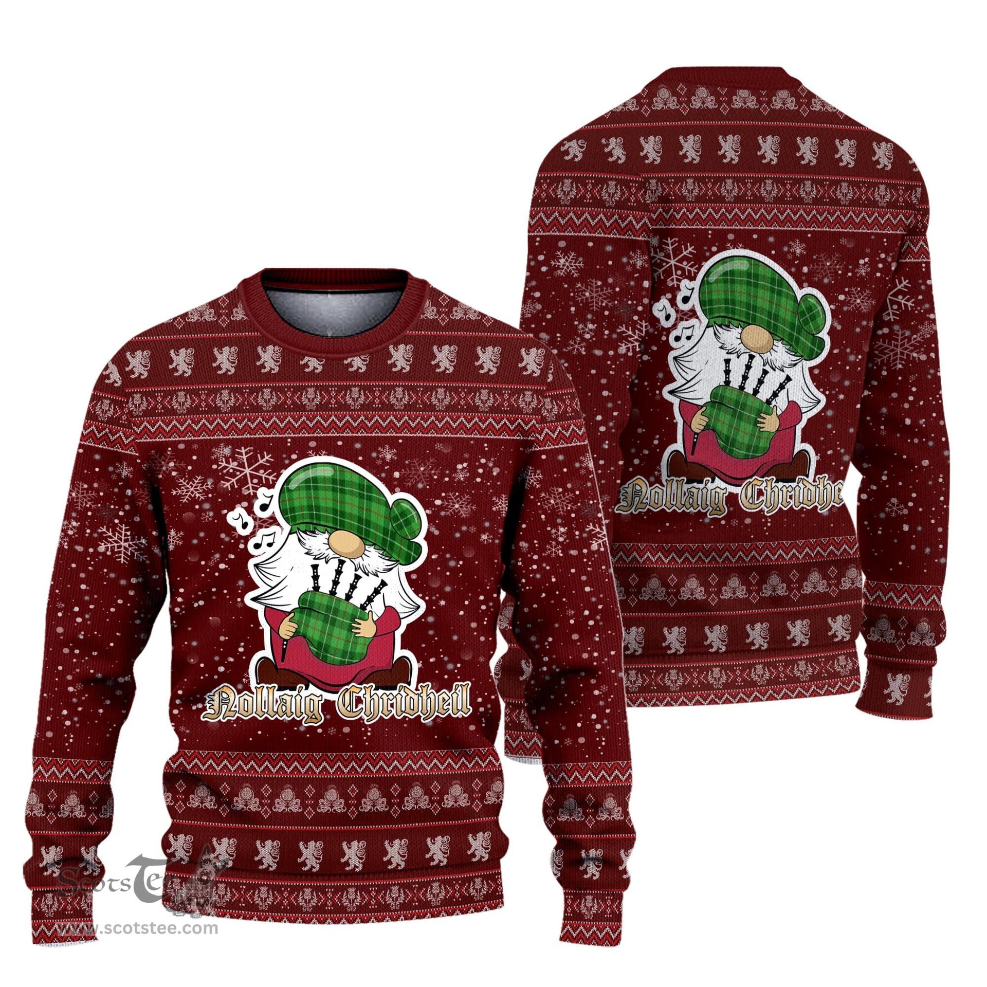 Scottish Boyle Clan Christmas Family Tartan Ugly Sweater with Funny Gnome Playing Bagpipes Scottish Plaid Tartan Plaid - ScotsTee - scotstee.com