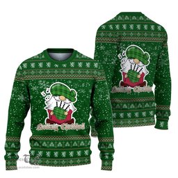 Scottish Clephan Clan Christmas Family Tartan Ugly Sweater with Funny Gnome Playing Bagpipes Scottish Plaid Tartan Plaid - ScotsTee - scotstee.com