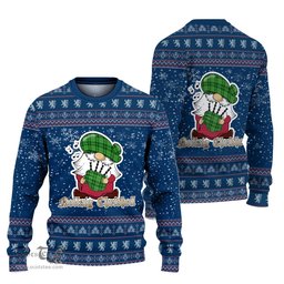 Scottish Clephan Clan Christmas Family Tartan Ugly Sweater with Funny Gnome Playing Bagpipes Scottish Plaid Tartan Plaid - ScotsTee - scotstee.com