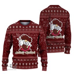 Scottish Carruthers Clan Christmas Family Tartan Ugly Sweater with Funny Gnome Playing Bagpipes Scottish Plaid Tartan Plaid - ScotsTee - scotstee.com