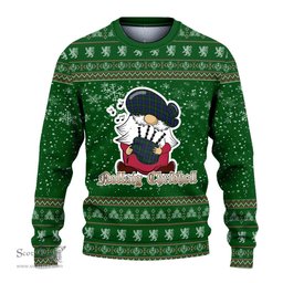 Scottish Dundas Clan Christmas Family Tartan Ugly Sweater with Funny Gnome Playing Bagpipes Scottish Plaid Tartan Plaid - ScotsTee - scotstee.com