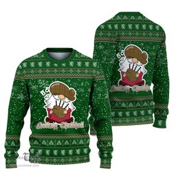 Scottish Donachie of Brockloch Ancient Hunting Clan Christmas Family Tartan Ugly Sweater with Funny Gnome Playing Bagpipes Scottish Plaid Tartan Plaid - ScotsTee - scotstee.com