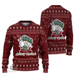 Scottish Erskine Green Clan Christmas Family Tartan Ugly Sweater with Funny Gnome Playing Bagpipes Scottish Plaid Tartan Plaid - ScotsTee - scotstee.com
