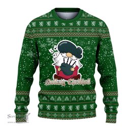 Scottish Douglas Green Clan Christmas Family Tartan Ugly Sweater with Funny Gnome Playing Bagpipes Scottish Plaid Tartan Plaid - ScotsTee - scotstee.com