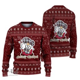 Scottish Dennistoun Clan Christmas Family Tartan Ugly Sweater with Funny Gnome Playing Bagpipes Scottish Plaid Tartan Plaid - ScotsTee - scotstee.com