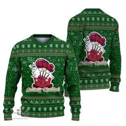 Scottish Cameron of Lochiel Modern Clan Christmas Family Tartan Ugly Sweater with Funny Gnome Playing Bagpipes Scottish Plaid Tartan Plaid - ScotsTee - scotstee.com