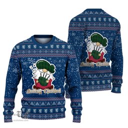 Scottish Dunbar Hunting Clan Christmas Family Tartan Ugly Sweater with Funny Gnome Playing Bagpipes Scottish Plaid Tartan Plaid - ScotsTee - scotstee.com