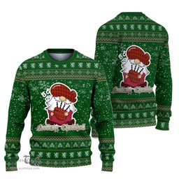 Scottish Dunbar Modern Clan Christmas Family Tartan Ugly Sweater with Funny Gnome Playing Bagpipes Scottish Plaid Tartan Plaid - ScotsTee - scotstee.com