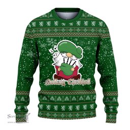 Scottish Currie Clan Christmas Family Tartan Ugly Sweater with Funny Gnome Playing Bagpipes Scottish Plaid Tartan Plaid - ScotsTee - scotstee.com