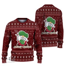 Scottish Currie Clan Christmas Family Tartan Ugly Sweater with Funny Gnome Playing Bagpipes Scottish Plaid Tartan Plaid - ScotsTee - scotstee.com