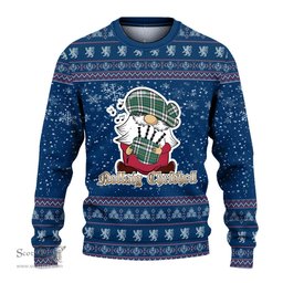 Scottish Cape Breton Island Canada Clan Christmas Family Tartan Ugly Sweater with Funny Gnome Playing Bagpipes Scottish Plaid Tartan Plaid - ScotsTee - scotstee.com
