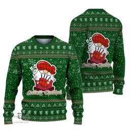 Scottish Darroch Clan Christmas Family Tartan Ugly Sweater with Funny Gnome Playing Bagpipes Scottish Plaid Tartan Plaid - ScotsTee - scotstee.com