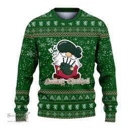 Scottish Davidson Clan Christmas Family Tartan Ugly Sweater with Funny Gnome Playing Bagpipes Scottish Plaid Tartan Plaid - ScotsTee - scotstee.com