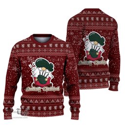 Scottish Davidson Clan Christmas Family Tartan Ugly Sweater with Funny Gnome Playing Bagpipes Scottish Plaid Tartan Plaid - ScotsTee - scotstee.com