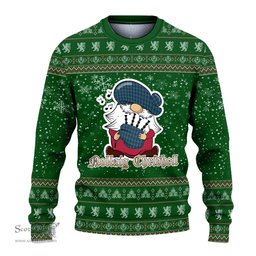 Scottish Falconer Clan Christmas Family Tartan Ugly Sweater with Funny Gnome Playing Bagpipes Scottish Plaid Tartan Plaid - ScotsTee - scotstee.com