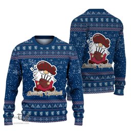 Scottish Dalzell (Dalziel) Clan Christmas Family Tartan Ugly Sweater with Funny Gnome Playing Bagpipes Scottish Plaid Tartan Plaid - ScotsTee - scotstee.com
