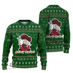Scottish Connolly Dress Clan Christmas Family Tartan Ugly Sweater with Funny Gnome Playing Bagpipes Scottish Plaid Tartan Plaid - ScotsTee - scotstee.com