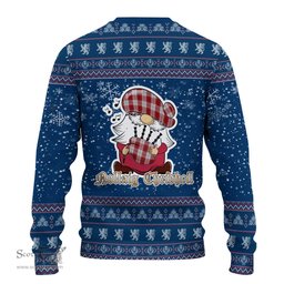 Scottish Cunningham Dress Clan Christmas Family Tartan Ugly Sweater with Funny Gnome Playing Bagpipes Scottish Plaid Tartan Plaid - ScotsTee - scotstee.com