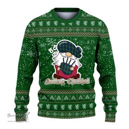 Scottish Hamilton Green Hunting Clan Christmas Family Tartan Ugly Sweater with Funny Gnome Playing Bagpipes Scottish Plaid Tartan Plaid - ScotsTee - scotstee.com