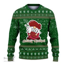 Scottish Grant Modern Clan Christmas Family Tartan Ugly Sweater with Funny Gnome Playing Bagpipes Scottish Plaid Tartan Plaid - ScotsTee - scotstee.com