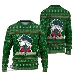 Scottish Graham of Menteith Ancient Clan Christmas Family Tartan Ugly Sweater with Funny Gnome Playing Bagpipes Scottish Plaid Tartan Plaid - ScotsTee - scotstee.com