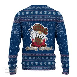 Scottish Leask Clan Christmas Family Tartan Ugly Sweater with Funny Gnome Playing Bagpipes Scottish Plaid Tartan Plaid - ScotsTee - scotstee.com