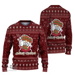 Scottish Gibsone (Gibson-Gibbs) Clan Christmas Family Tartan Ugly Sweater with Funny Gnome Playing Bagpipes Scottish Plaid Tartan Plaid - ScotsTee - scotstee.com