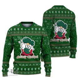 Scottish Irvine of Bonshaw Clan Christmas Family Tartan Ugly Sweater with Funny Gnome Playing Bagpipes Scottish Plaid Tartan Plaid - ScotsTee - scotstee.com
