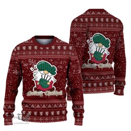 Scottish Irvine of Bonshaw Clan Christmas Family Tartan Ugly Sweater with Funny Gnome Playing Bagpipes Scottish Plaid Tartan Plaid - ScotsTee - scotstee.com