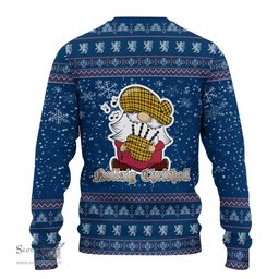 Scottish Jardine Modern Clan Christmas Family Tartan Ugly Sweater with Funny Gnome Playing Bagpipes Scottish Plaid Tartan Plaid - ScotsTee - scotstee.com