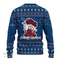 Scottish Hamilton Clan Christmas Family Tartan Ugly Sweater with Funny Gnome Playing Bagpipes Scottish Plaid Tartan Plaid - ScotsTee - scotstee.com