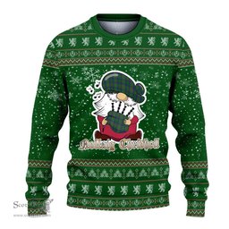 Scottish Hunter of Hunterston Clan Christmas Family Tartan Ugly Sweater with Funny Gnome Playing Bagpipes Scottish Plaid Tartan Plaid - ScotsTee - scotstee.com