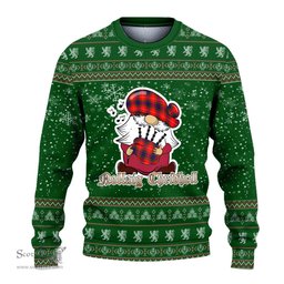 Scottish Fraser Modern Clan Christmas Family Tartan Ugly Sweater with Funny Gnome Playing Bagpipes Scottish Plaid Tartan Plaid - ScotsTee - scotstee.com