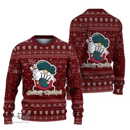 Scottish Kirkpatrick Clan Christmas Family Tartan Ugly Sweater with Funny Gnome Playing Bagpipes Scottish Plaid Tartan Plaid - ScotsTee - scotstee.com