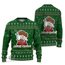 Scottish MacGregor Ancient Clan Christmas Family Tartan Ugly Sweater with Funny Gnome Playing Bagpipes Scottish Plaid Tartan Plaid - ScotsTee - scotstee.com