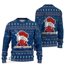Scottish MacNab Modern Clan Christmas Family Tartan Ugly Sweater with Funny Gnome Playing Bagpipes Scottish Plaid Tartan Plaid - ScotsTee - scotstee.com
