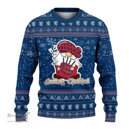 Scottish O'Meehan Clan Christmas Family Tartan Ugly Sweater with Funny Gnome Playing Bagpipes Scottish Plaid Tartan Plaid - ScotsTee - scotstee.com