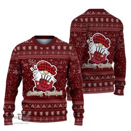 Scottish Ramsay Modern Clan Christmas Family Tartan Ugly Sweater with Funny Gnome Playing Bagpipes Scottish Plaid Tartan Plaid - ScotsTee - scotstee.com