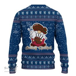 Scottish MacFie Clan Christmas Family Tartan Ugly Sweater with Funny Gnome Playing Bagpipes Scottish Plaid Tartan Plaid - ScotsTee - scotstee.com