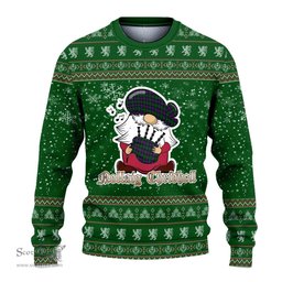 Scottish Morrison Modern Clan Christmas Family Tartan Ugly Sweater with Funny Gnome Playing Bagpipes Scottish Plaid Tartan Plaid - ScotsTee - scotstee.com