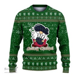 Scottish Lumsden Green Clan Christmas Family Tartan Ugly Sweater with Funny Gnome Playing Bagpipes Scottish Plaid Tartan Plaid - ScotsTee - scotstee.com