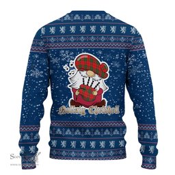 Scottish MacAulay Modern Clan Christmas Family Tartan Ugly Sweater with Funny Gnome Playing Bagpipes Scottish Plaid Tartan Plaid - ScotsTee - scotstee.com